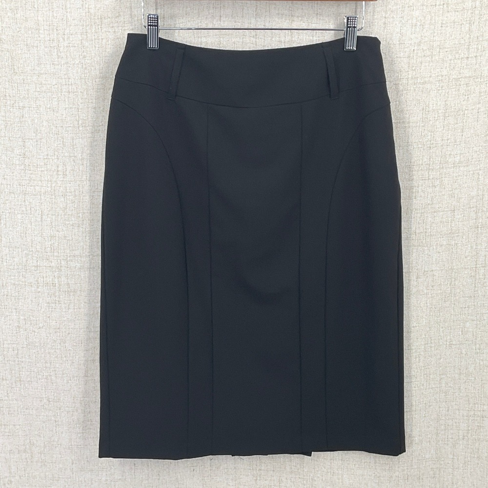 Womens Pencil Skirt 6 Black Pleated Button Dark Academia Steampunk Goth Edgy